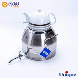 کتری استیل 5 لیتر و قوری چینی یونیک طرح ترک UN-7293