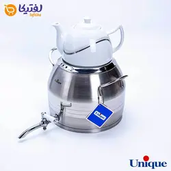 کتری استیل 5 لیتر و قوری چینی یونیک طرح ترک UN-7293