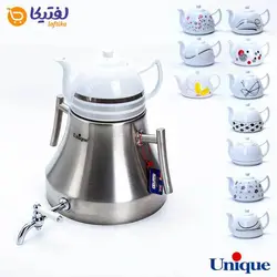 کتری استیل 5 لیتر و قوری چینی یونیک UN-7201