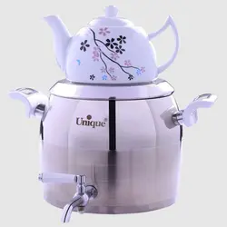 کتری استیل 5 لیتر با قوری چینی طرح ترک یونیک  UN-7295