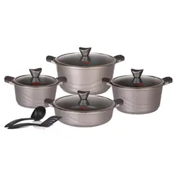 سرویس قابلمه گرانیتی 10 پارچه کاندید مدل اوشن رنگ دودی