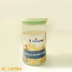 بانکه حبوبات شیشه ای درب سبز 600 یونیک UN-1235