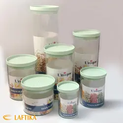 بانکه حبوبات شیشه ای درب سبز 600 یونیک UN-1235