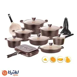 سرویس قابلمه گرانیتی 30 پارچه کاندید مدل اوشن رنگ نسکافه ای