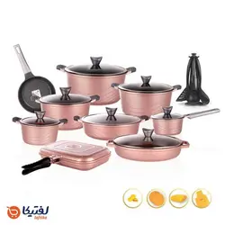 سرویس قابلمه گرانیتی 30 پارچه کاندید مدل اوشن رنگ رزگلد