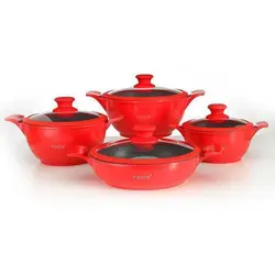 سرویس قابلمه گرانیتی 8 پارچه فورته Forte مدل اسکار (قرمز)