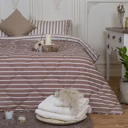 سرويس کاور لحاف دونفره 6تکه -استرایپ قهوه ای- لايکو