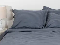 سرويس لحاف کيسه اي دونفره 7تکه سایز بزرگ - لايکو - طوسی راه راه هتلی