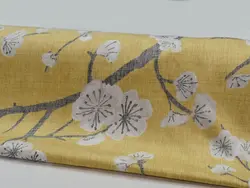 پارچه عرض 240 صد در صد نخ  طرح ست  سونارا زرد- لایکو