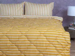سرويس لحاف کيسه اي دونفره 7تکه سایز بزرگ - لايکو - استرایپ زرد