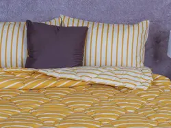 سرويس لحاف کيسه اي دونفره 7تکه سایز بزرگ - لايکو - استرایپ زرد