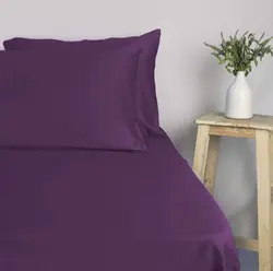 سرویس ملحفه یکنفره  2 تکه کشدار ساده رنگرزی بنفش - لایکو