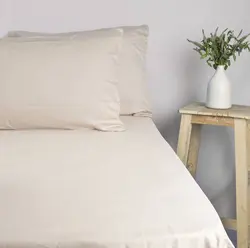 سرویس ملحفه یکنفره  2 تکه کشدار ساده رنگرزی کرم روشن - لایکو