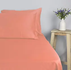 سرویس ملحفه یکنفره  2 تکه کشدار ساده رنگرزی گلبهی صورتی - لایکو