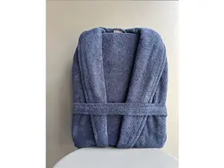 حوله پالتویی مخمل لوکس 125 ساده سرمه ای - لایکو