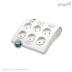 قیمت و خرید محافظ برق 6 خانه صوتی تصویری نمودار کنترل M123 سیم 1.5 متری | لامپینو