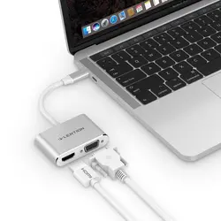 مبدل USB-C لنشن C51SHV با دو پورت خروجی HDMI / VGA