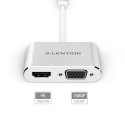 مبدل USB-C لنشن C51SHV با دو پورت خروجی HDMI / VGA