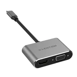 مبدل USB-C لنشن C51SHV با دو پورت خروجی HDMI / VGA