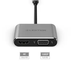 مبدل USB-C لنشن C51SHV با دو پورت خروجی HDMI / VGA