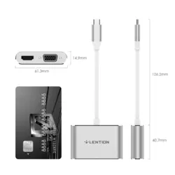 مبدل USB-C لنشن C51SHV با دو پورت خروجی HDMI / VGA