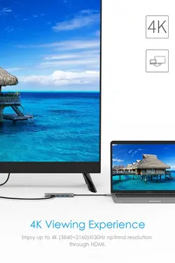 هاب 6 پورت USB-C لنشن مدل C34 با کیفیت 4k