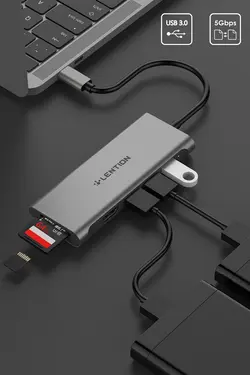 هاب 6 پورت USB-C لنشن مدل C34 با کیفیت 4k