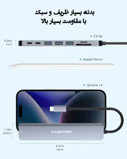 خریدهاب 8 پورت CE18s Usb c | هاب با خروجی Hdmi 4K | هاب مک بوک لنشن