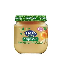 پوره میوه ارگانیک موز و زردآلو هرو بیبی Hero baby