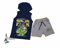 تاپ کلاهدار و شلوارک پسرانه مدل لاکپشت نینجا