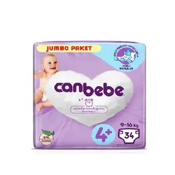 پوشک جان به به (Canbebe) سایز ۴+ بسته ۳۴ عددی - قیمت خرید | مادرآن