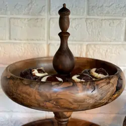 ست کامل ظروف پذیرایی چوبی چوب گردو سیاه کردستان کد kn23
