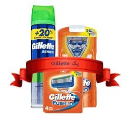 پک خودتراش ژیلت فیوژن و تیغ یدک ژیلت فیوژن و ژل اصلاح ژیلت