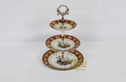شیرینی سه طبقه طرح جنگل قرمز پورسلن