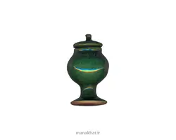 دوات پایه دار سفالی رنگ سبز