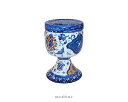 دوات مسی میناکاری شده مشقی پایه دار آبی رنگ