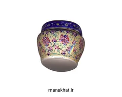 دوات مسی خوشنویسی میناکاری خمره ای رنگ کِرِم