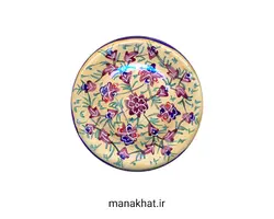 دوات مسی خوشنویسی میناکاری خمره ای رنگ کِرِم