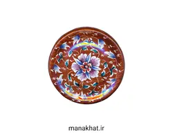 دوات مسی خوشنویسی میناکاری خمره ای رنگ قهوه ای