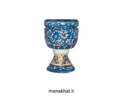 دوات مسی خوشنویسی میناکاری کتابتی پایه دار رنگ فیروزه ای