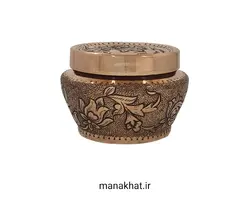 دوات مسی خوشنویسی خمره ای قلمزنی شده طرح گل