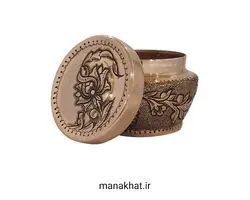 دوات مسی خوشنویسی خمره ای قلمزنی شده طرح گل