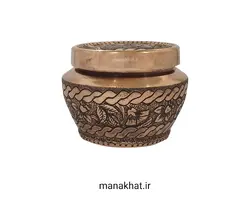 دوات مسی خوشنویسی خمره ای قلمزنی شده طرح گِرِه و گل