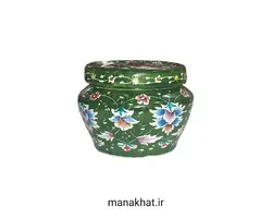 دوات مسی خوشنویسی میناکاری خمره ای رنگ سبز