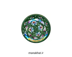 دوات مسی خوشنویسی میناکاری خمره ای رنگ سبز