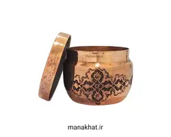 دوات مسی خوشنویسی کتابتی پایه دار قلمزنی شده طرح گُل (کپی)