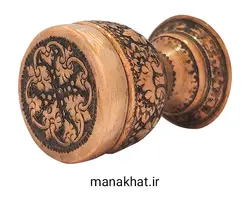 دوات مسی خوشنویسی کتابتی پایه دار قلمزنی شده طرح گُل