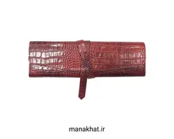 جاقلمی تاشو خوشنویسی چرم طبیعی زرشکی طرح دار (کپی)