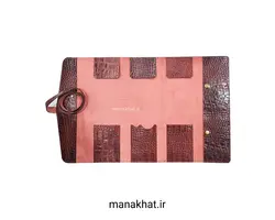 جاقلمی تاشو خوشنویسی چرم طبیعی زرشکی طرح دار (کپی)