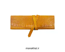 جاقلمی تاشو خوشنویسی چرم طبیعی قهوه ای طرح دار (کپی)